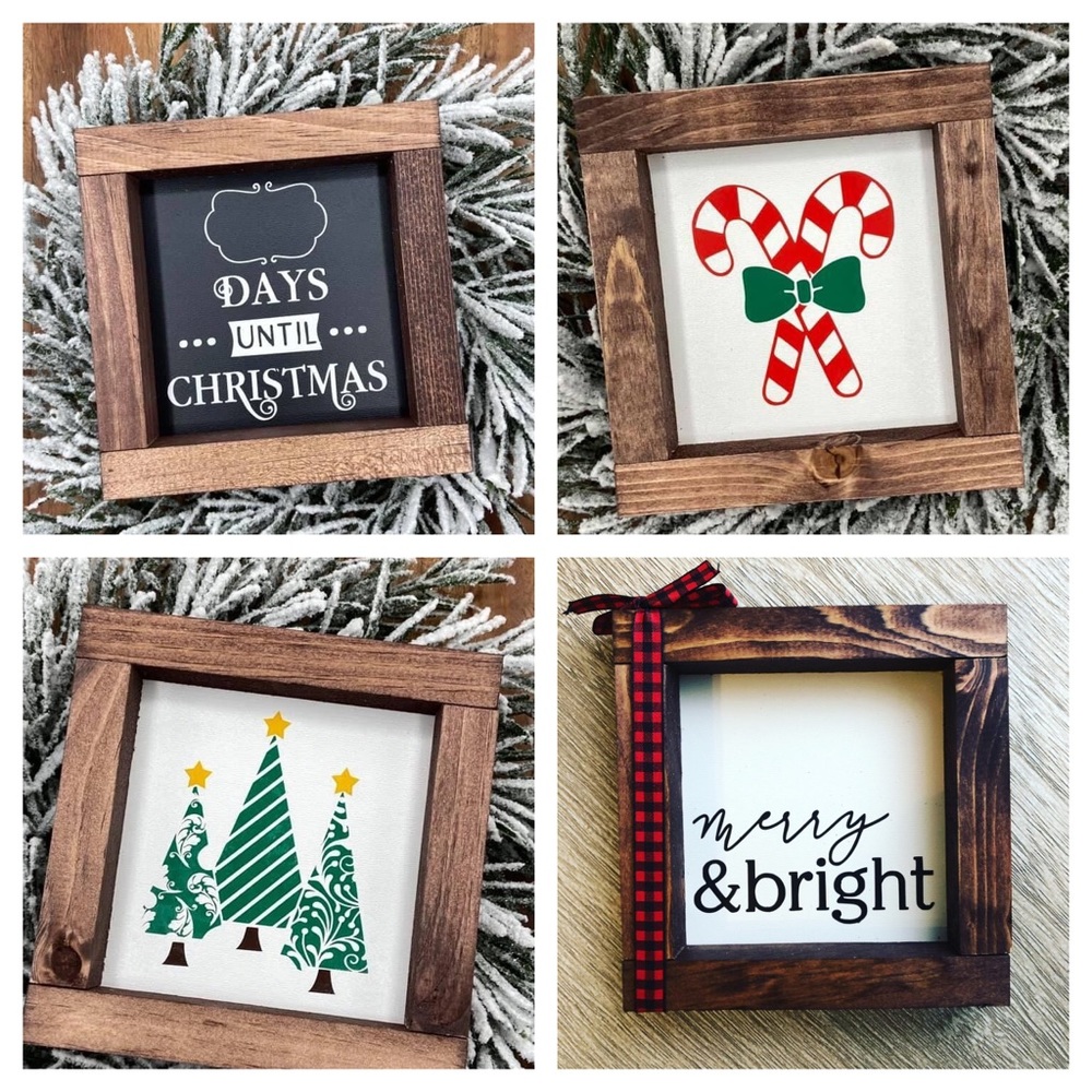 5”x5” Christmas farmhouse decor wood sign